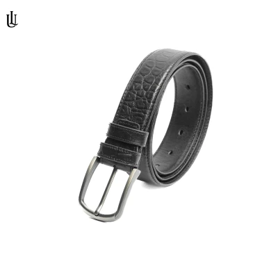 Marc Casual Leather Belt Croco Black
