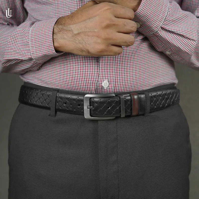 Axel Cross Line Pattern Belt – Dual Tone Moving Brockless